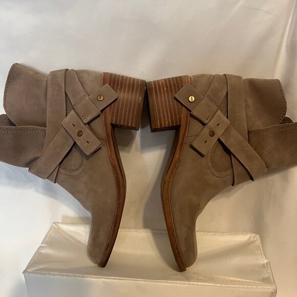 UGG Women's Light Taupe Suede Elora Ankle Harness Boots-2" Block Heels-Size 7 - Picture 12 of 16